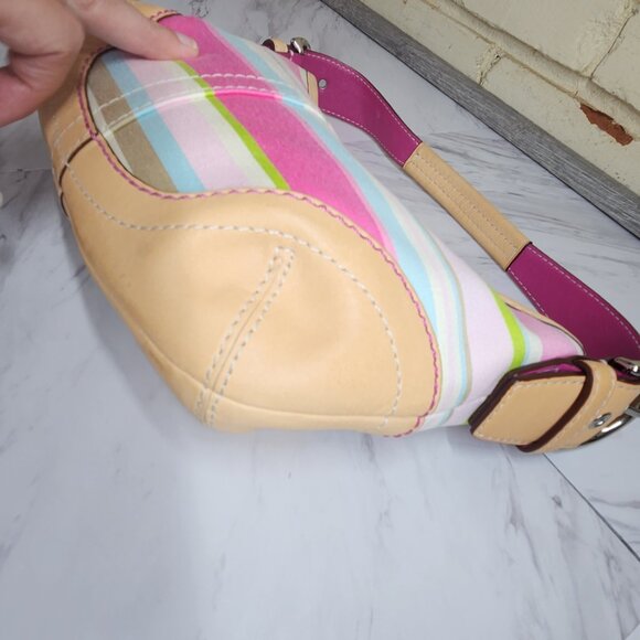 Like New Coach Hampton Multi-Colored Striped Handbag - Picture 9 of 13
